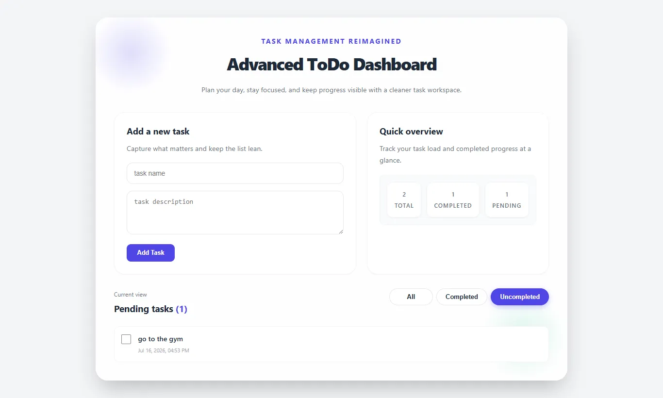 Todo List Application — screenshot 1